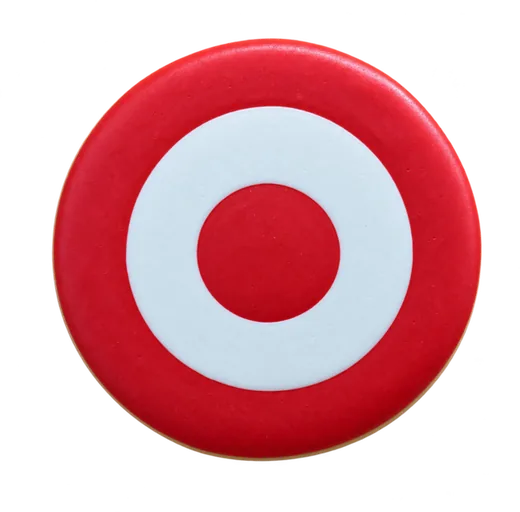 Red and white bullseye brand cookie