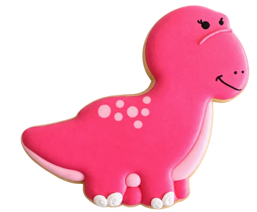 Pink dinosaur birthday cookie