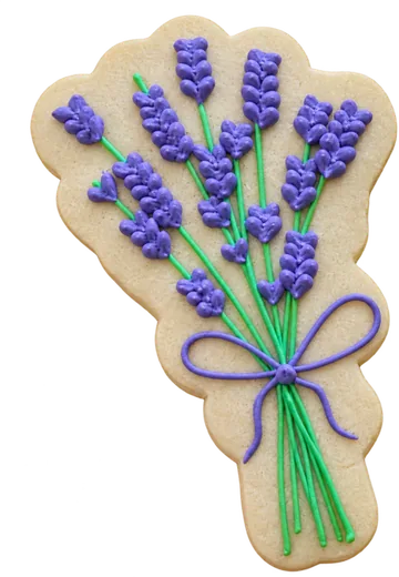 Lavender bouquet cookie tied with a bow