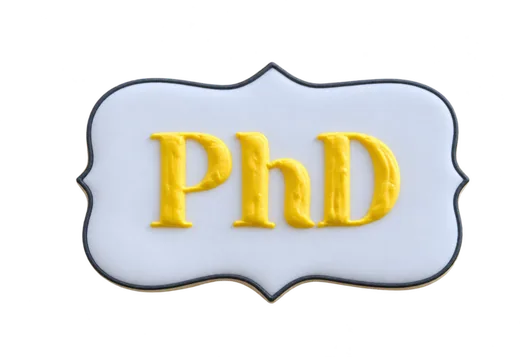 PhD graduation plaque cookie